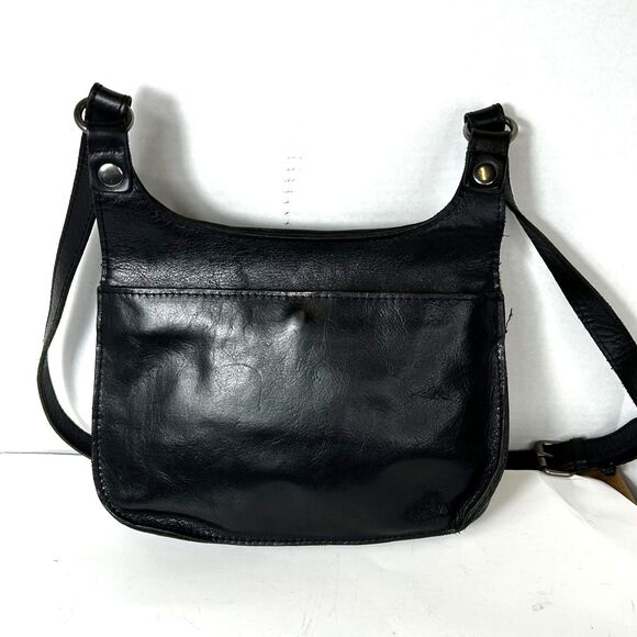 Patricia Nash London Saddle Bag Black Smooth Leather Shoulder Crossbody Bag - Picture 6 of 15